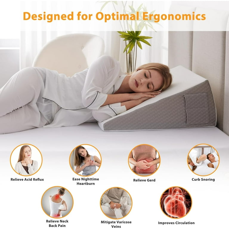 A Women is Sleeping On the Bed Wedge Pillow.