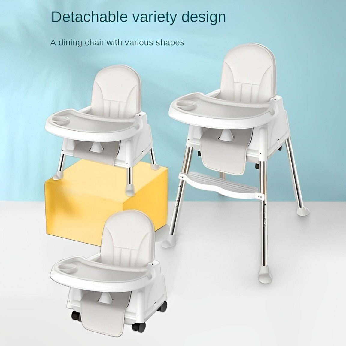 Beige Adjustable Kids Multi-functional Feeding Chair in 3 Modes.