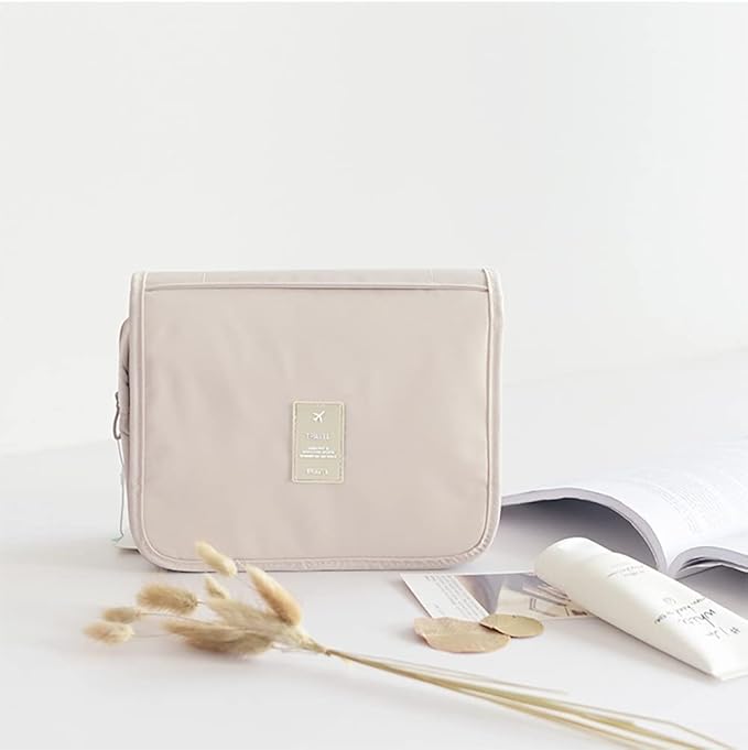 Beige Travel Toiletry Storage Bag.