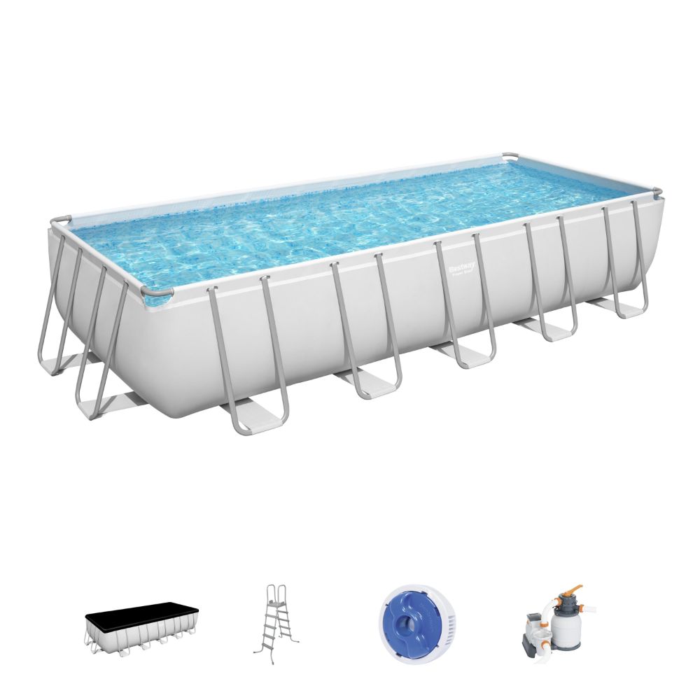 Bestway Power Steel Rectangular Pool Set with its Accessories.