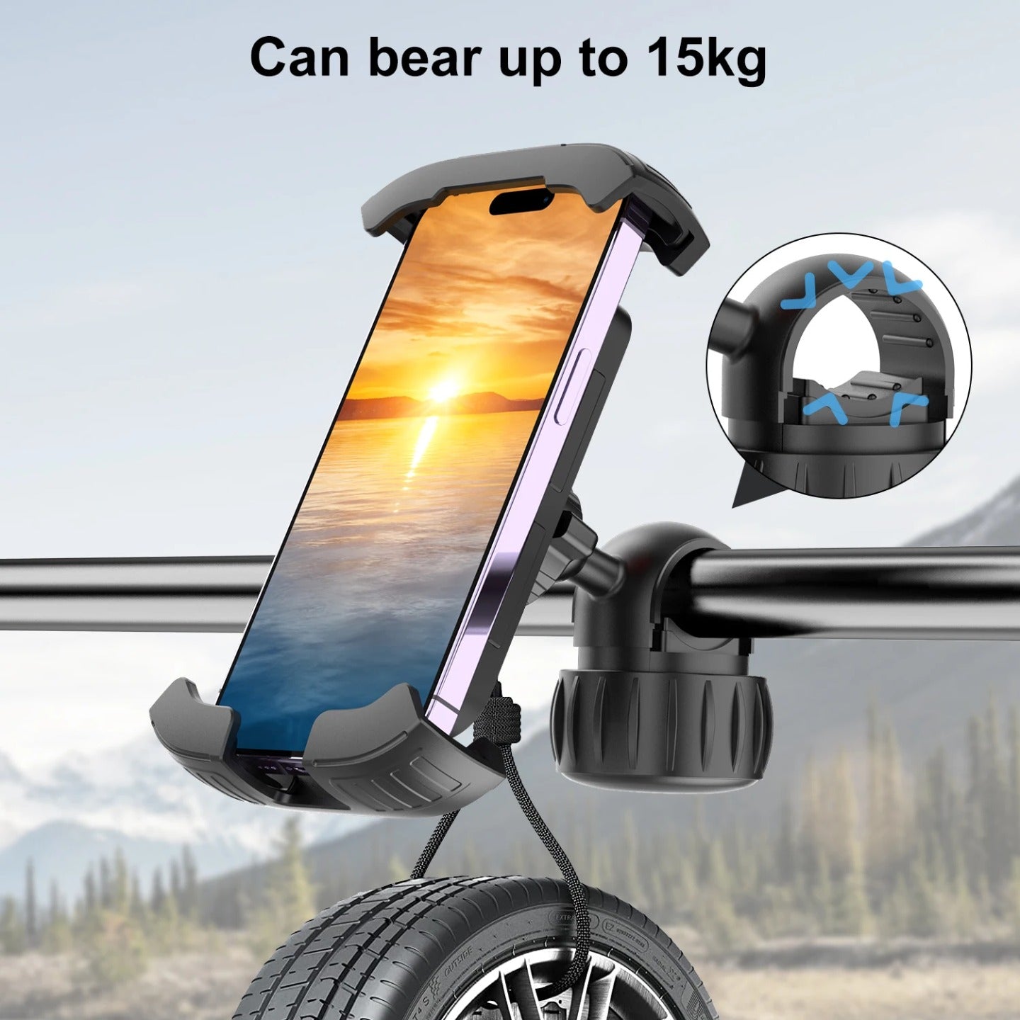 Picture Describes the Load Bearing Capacity Of Bike Mobile Phone Holder.