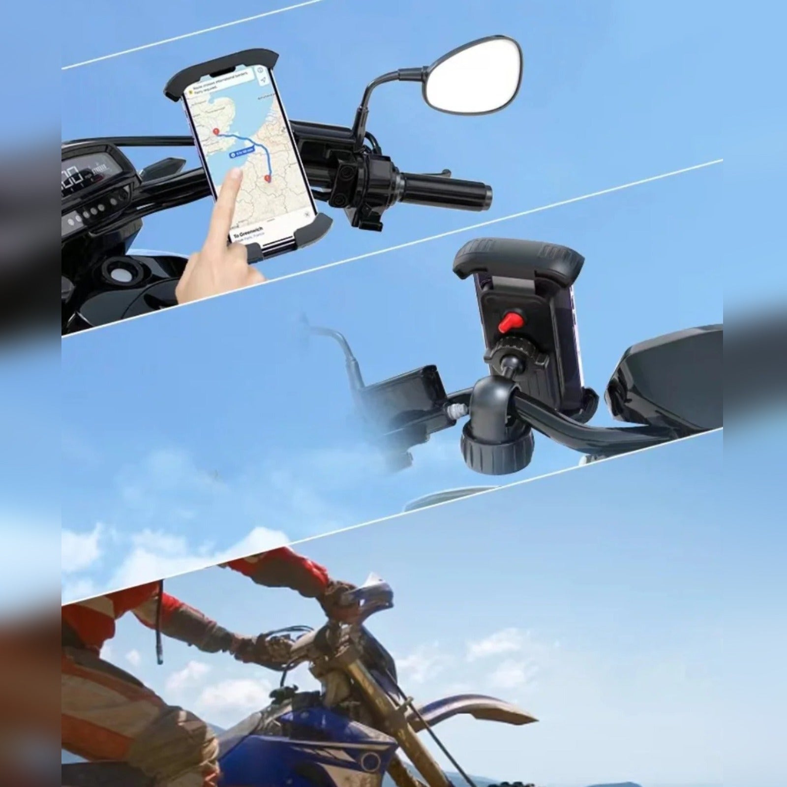 Someone is Using Bike Mobile Phone Holder While Travelling.