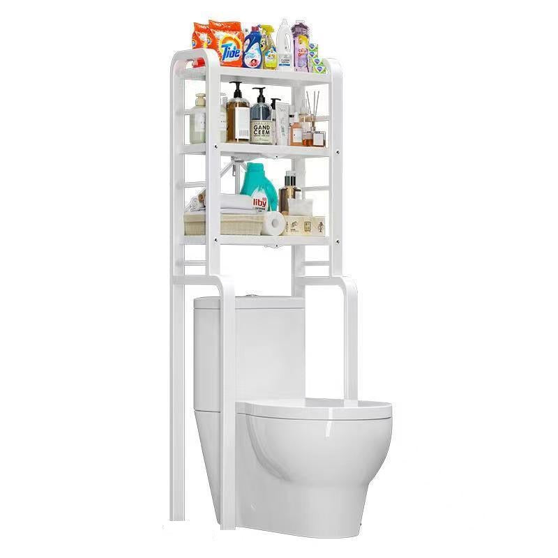 Bathroom Storage Cabinet Shelf Organizer With Bath and Laundry Essentials.