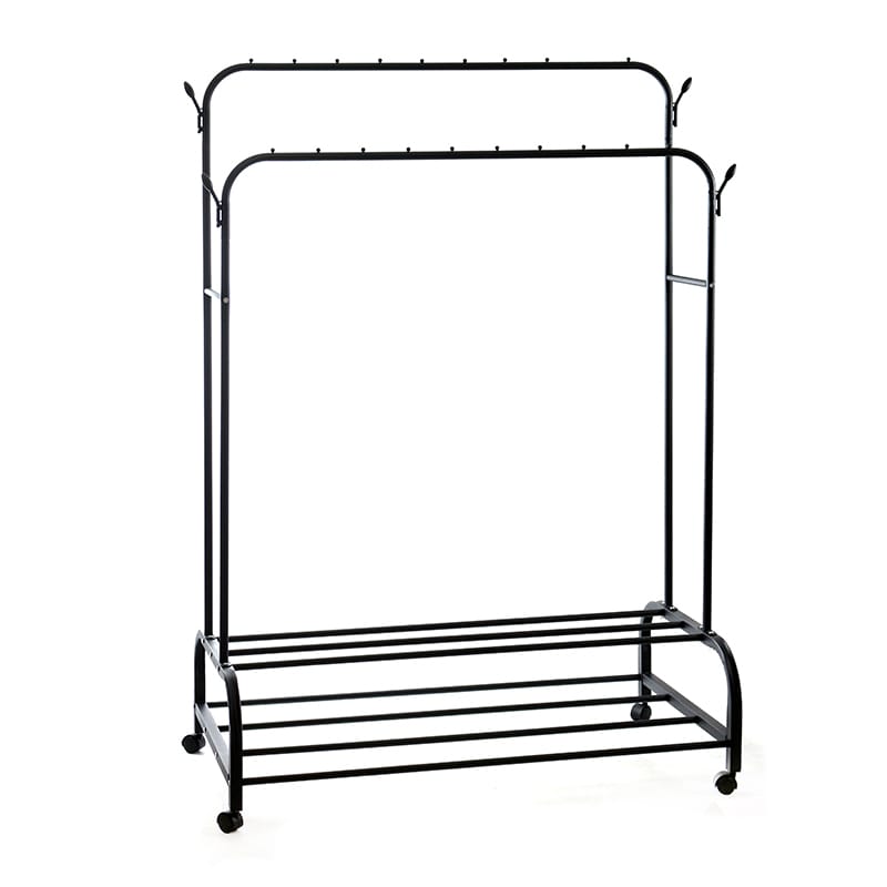 Cloth Organizer Stand with Bottom Double Layer Shoe Rack Shelf With Wheels.