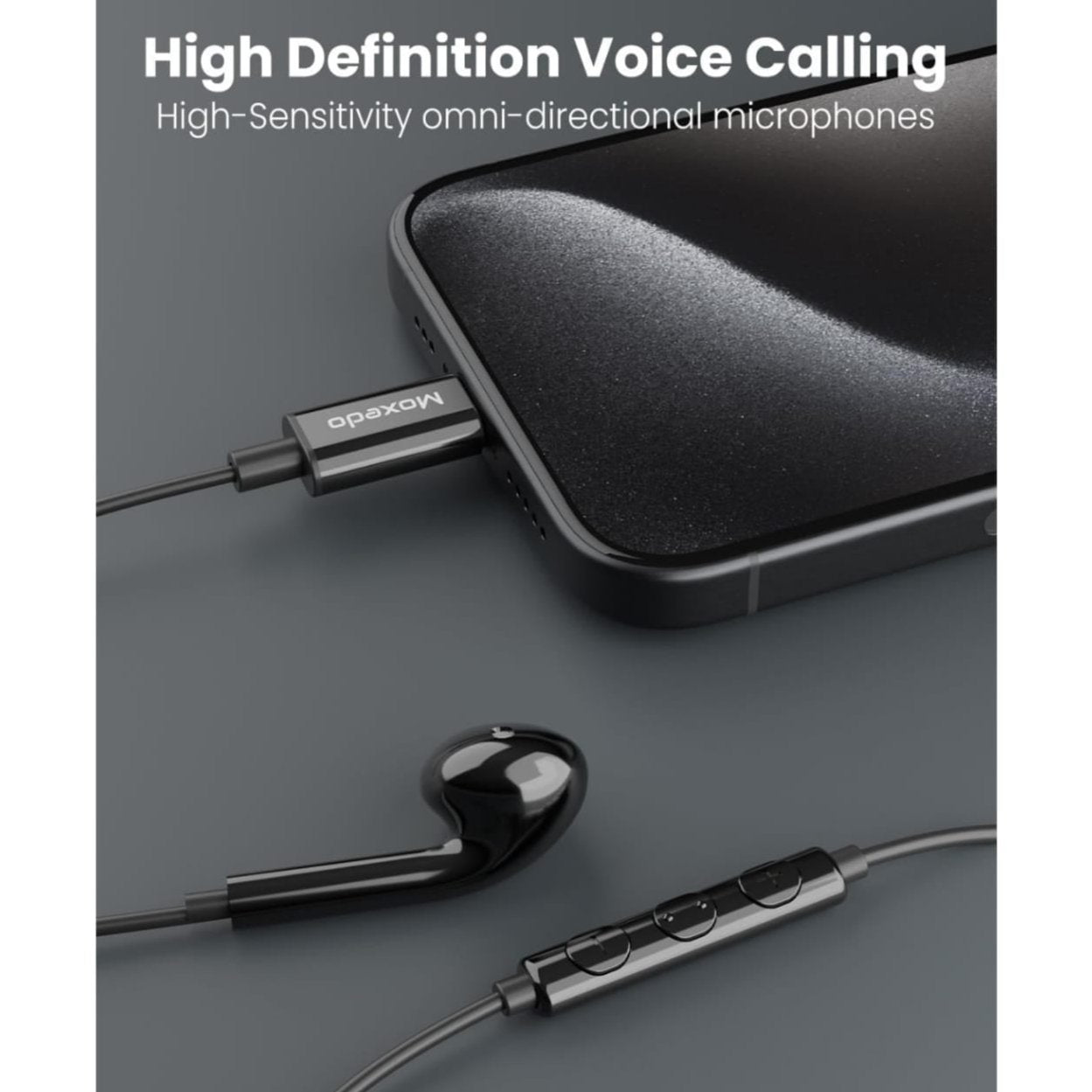 Moxedo Mono Stereo Type- C Earphone With In-line Mic  Connected to Mobile Phone.