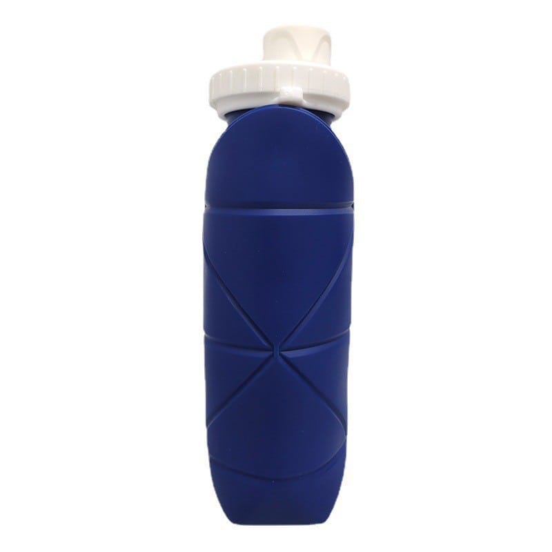 Blue Foldable Silicone Travel Water Bottle.