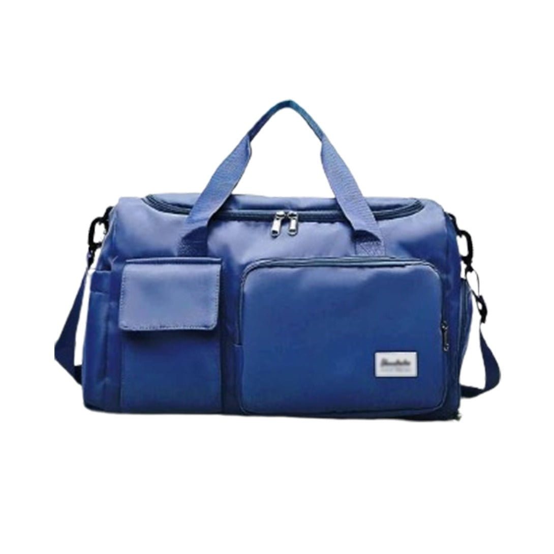 Blue Multi-Pocket Travel Duffle Luggage Bag.