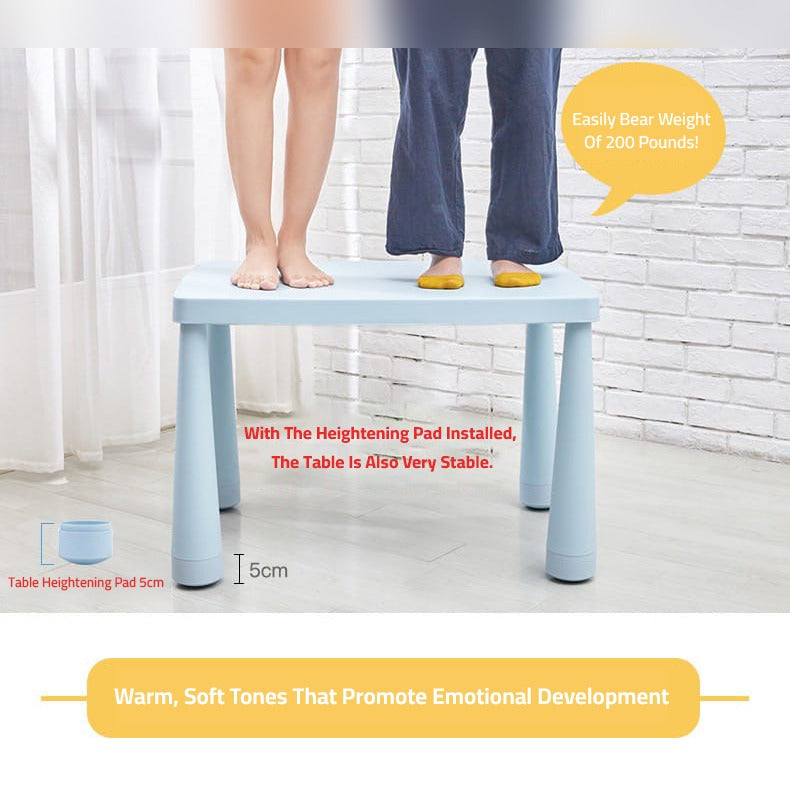 Two Person Are Standing On The Multi-Purpose Kids Table and Chair Set.