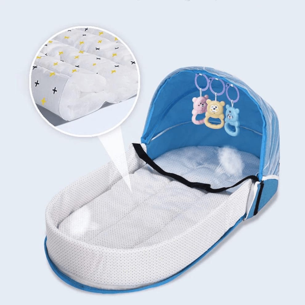 Portable Baby Bed n Blue Color.