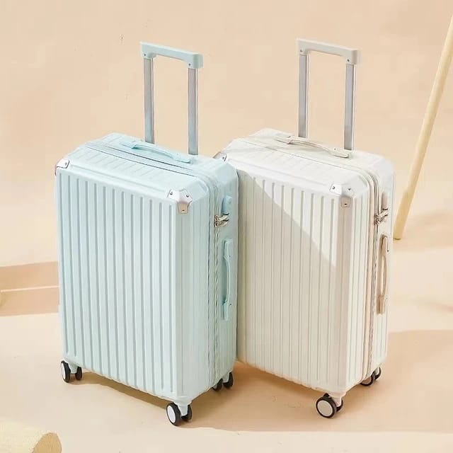 Carry-On Luggage Trolley Bag in Blue and White Colors