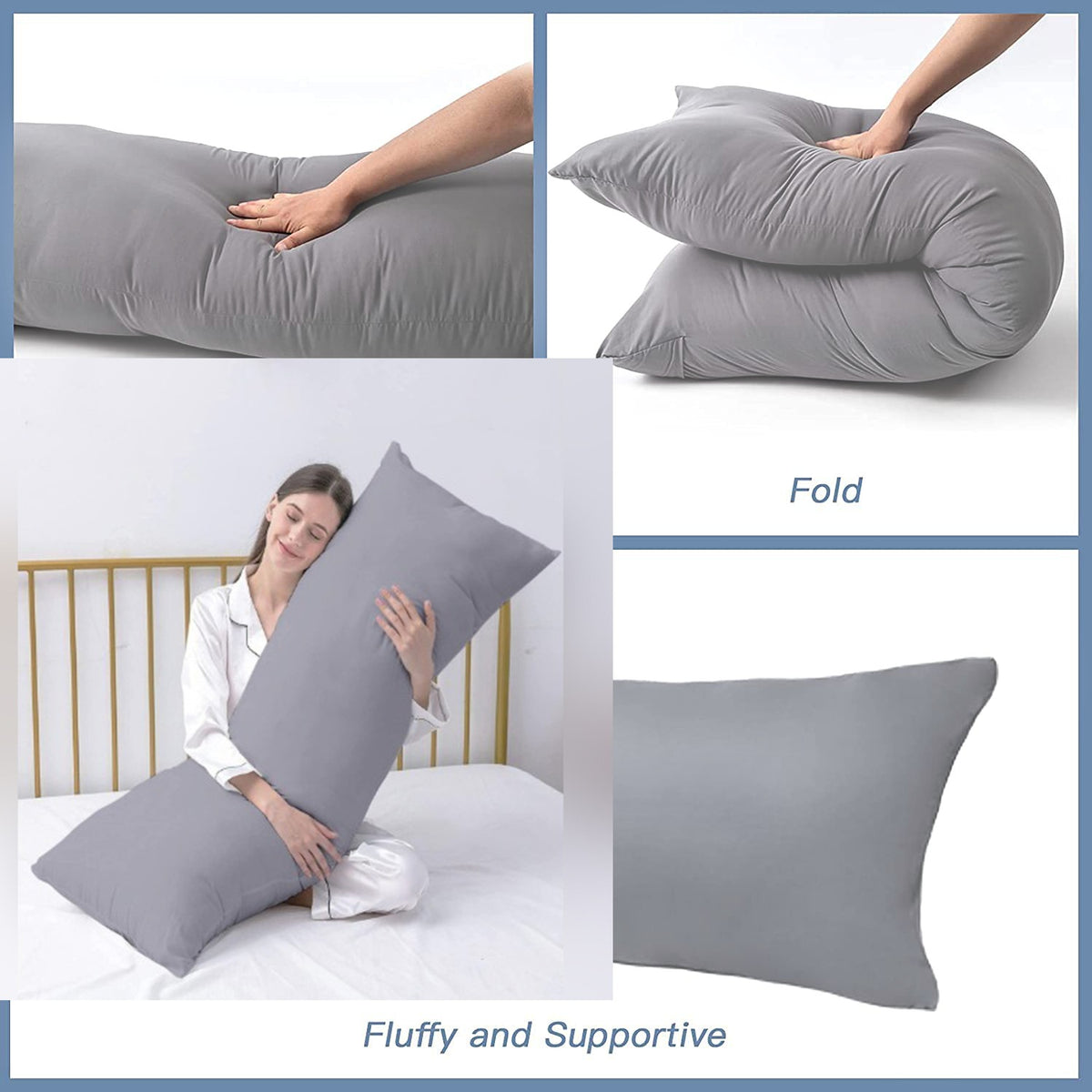 A Woman is Holding Body Pillow.
