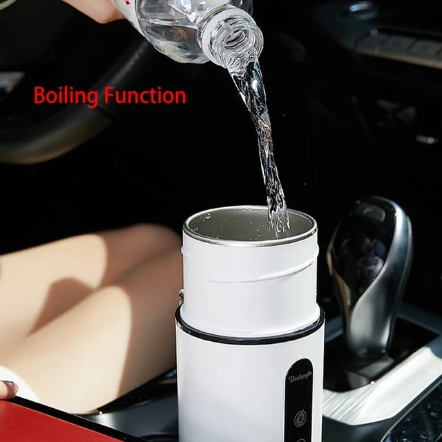 Someone pouring water into the Portable Coffee and Tea Car Heating Bottle Cup