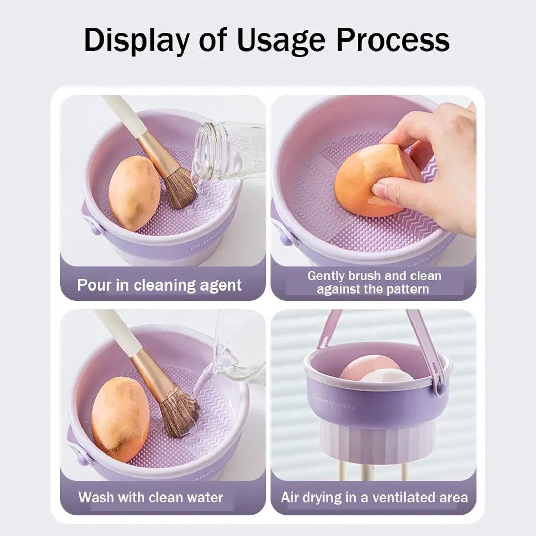 Virtual instruction on how to use Makeup Brush Cleaning Mat with Brush Drying Holder