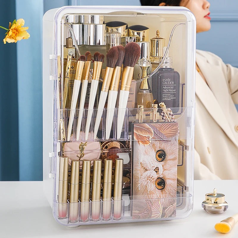 Makeup Storage Box is Organized With Cosmetics and Makeup Items.