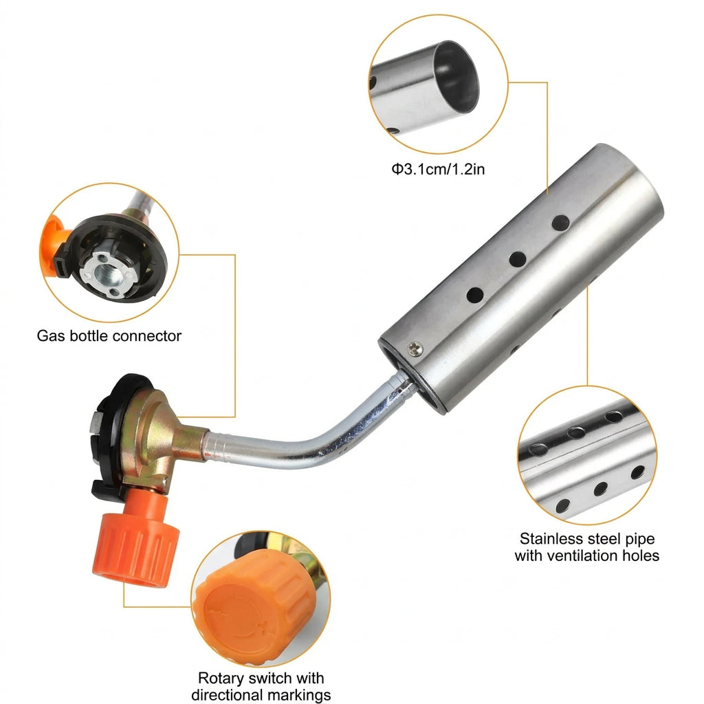 Parts Details of Butane Gas Flame Gun Torch Head.