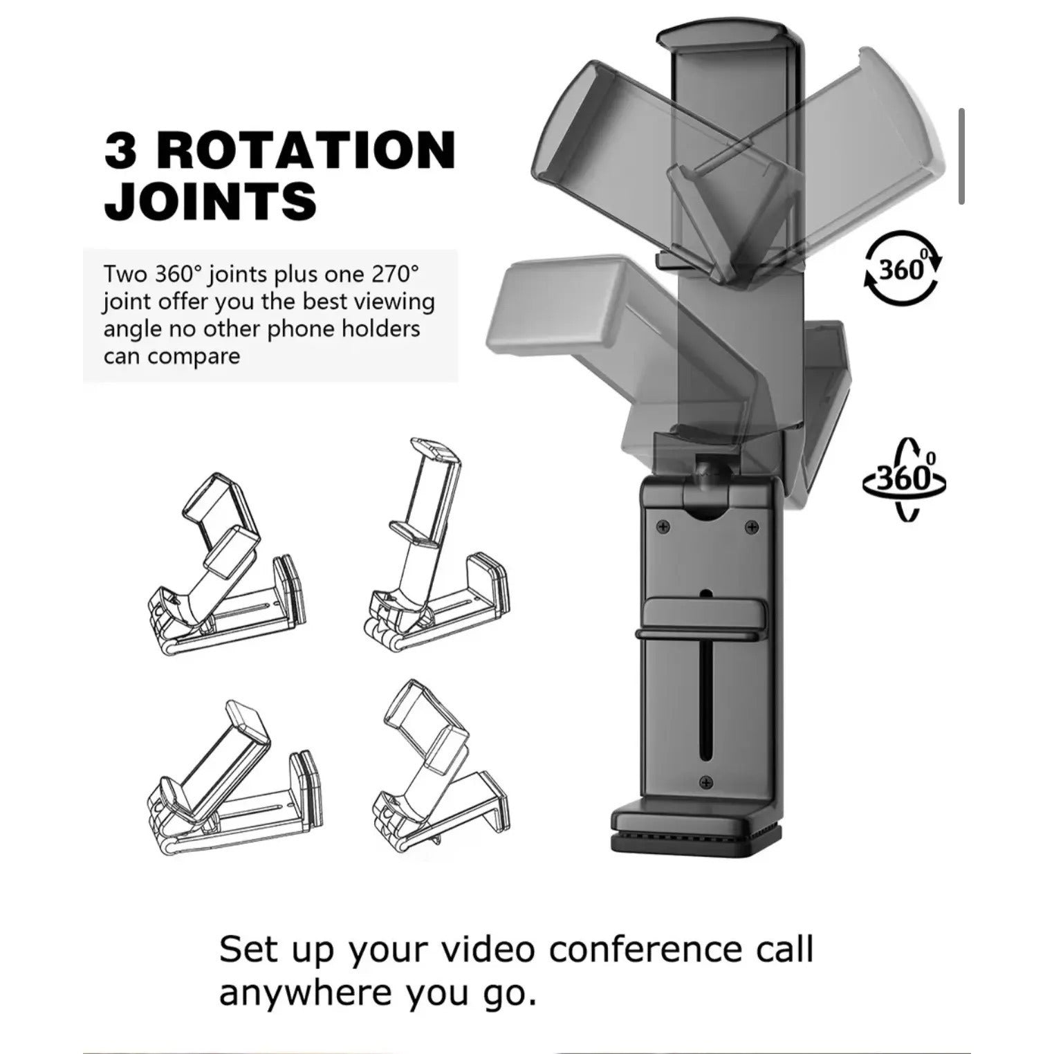 Rotations Of Universal Mobile Phone Mount Holder.