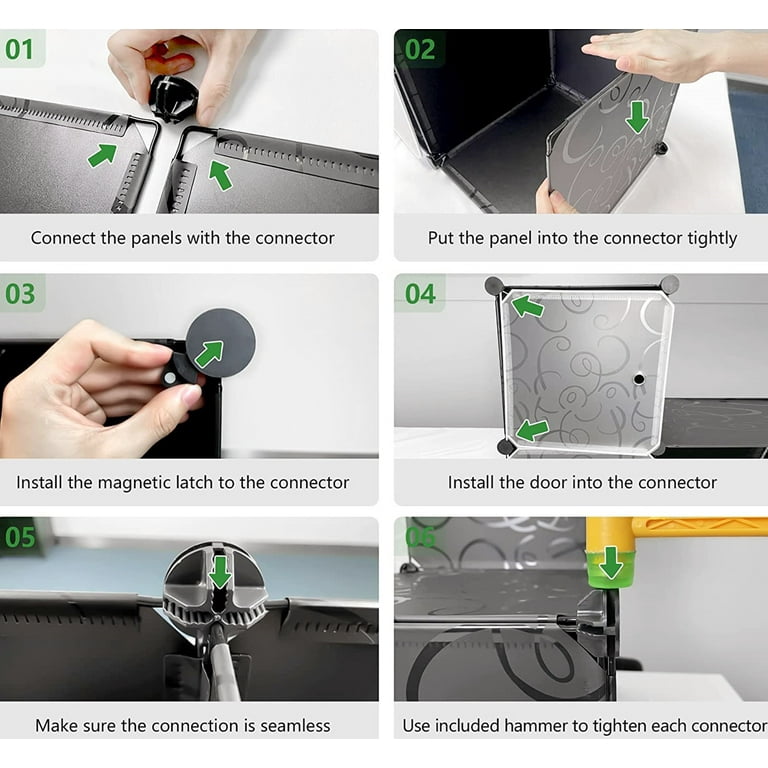 A Person is Installing Cabinet Storage Wardrobe Organizer.