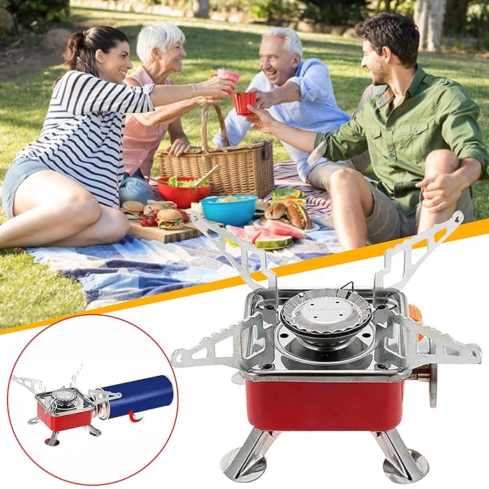 A Family Is using Mini Camping Gas Stove During Picnic