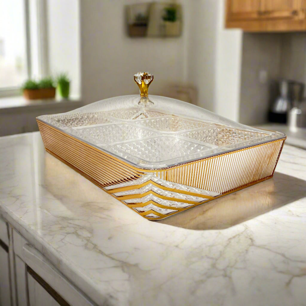 Storage Box Section Candy Storage Box with Divided Sections, Acrylic Rectangular Tray, 6 S