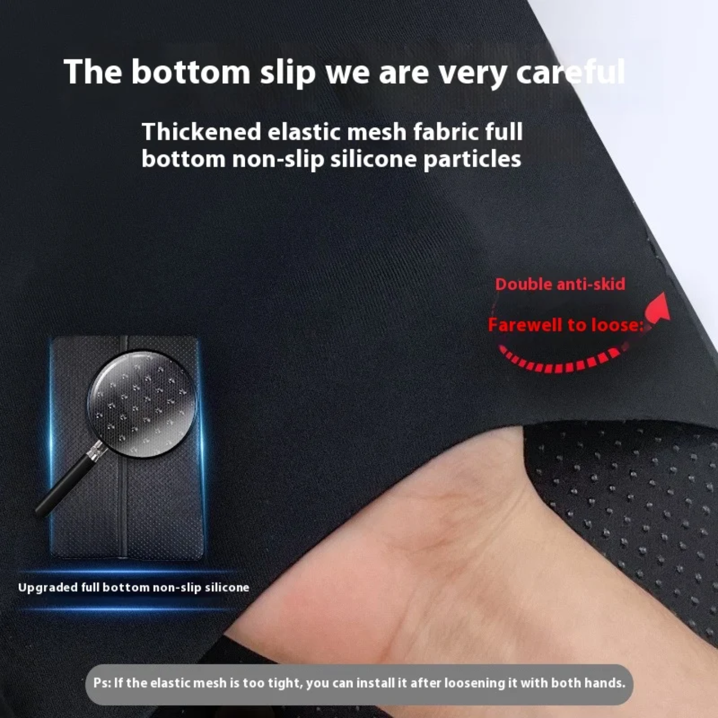 A Person is Demonstrating the Bottom Portion Of a Car Armrest Cushion.