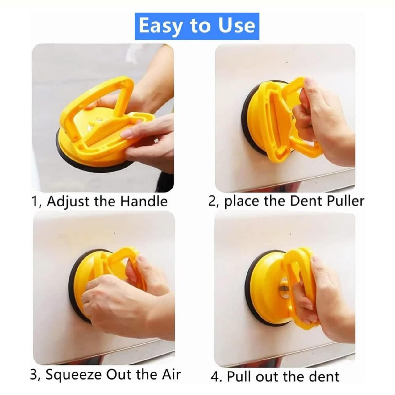 A Person is Demonstrating the Usage Of Car Dent Puller Removal Tool.