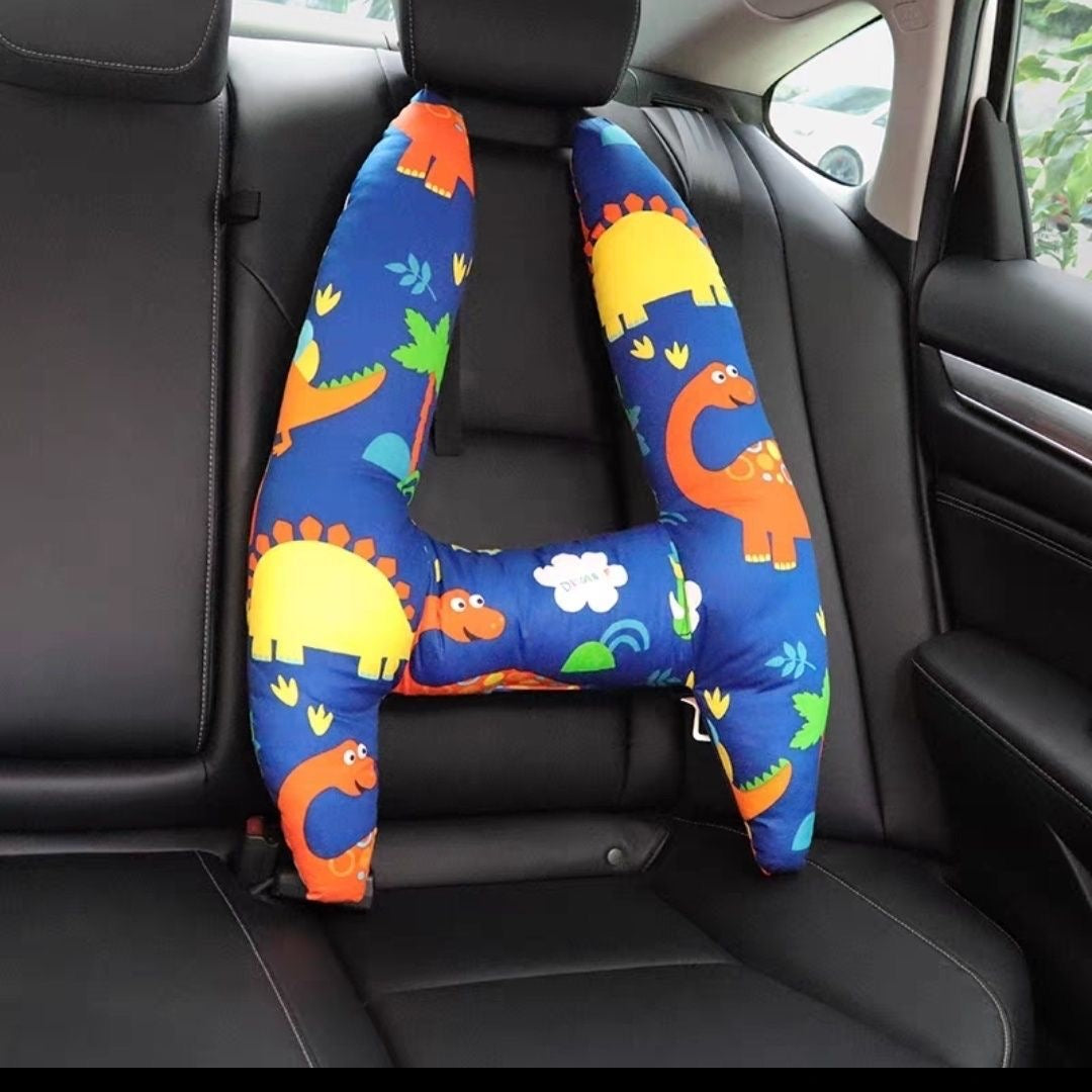 Car Seat Travel Pillow placed in the car