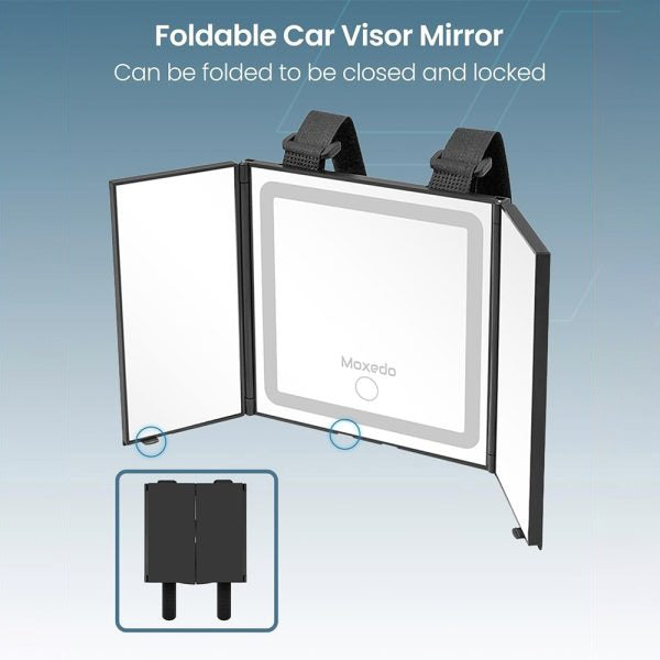 MOXEDO Car Visor Mirror Rechargeable, Foldable Vanity Mirror For Car MOXEDO Car Visor Mirror Rechargeable, Foldable Vanity Mirror For Car
