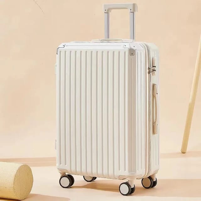 White Carry-On Luggage Trolley Bag