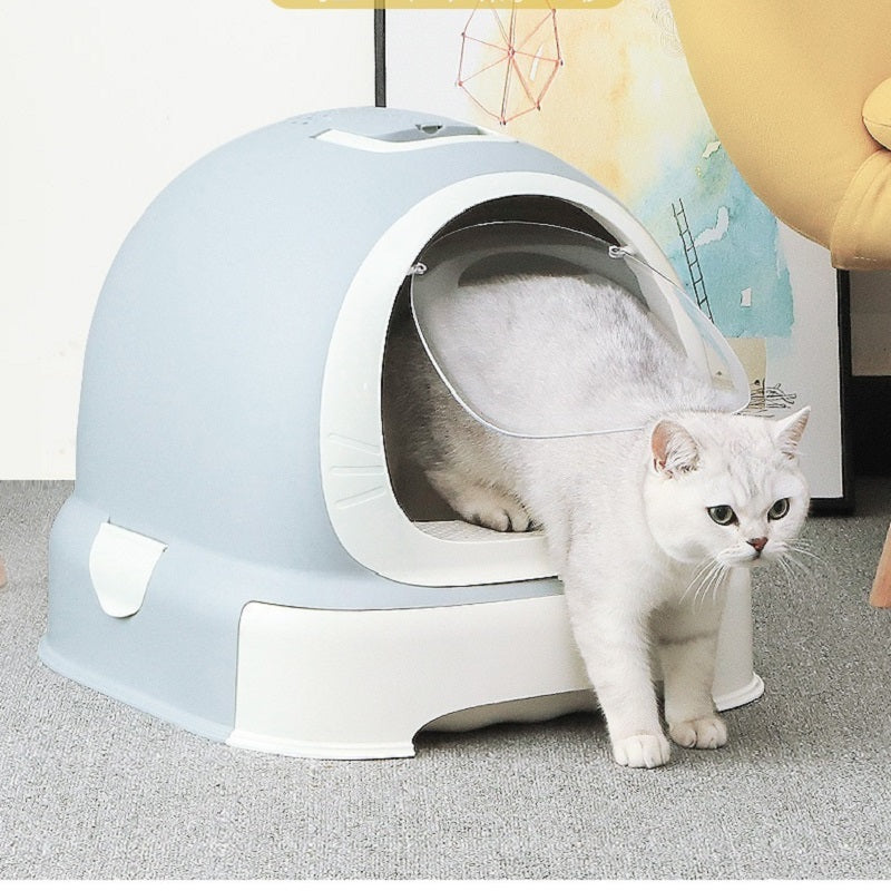 A Cat Stepping Out of Litter Box.