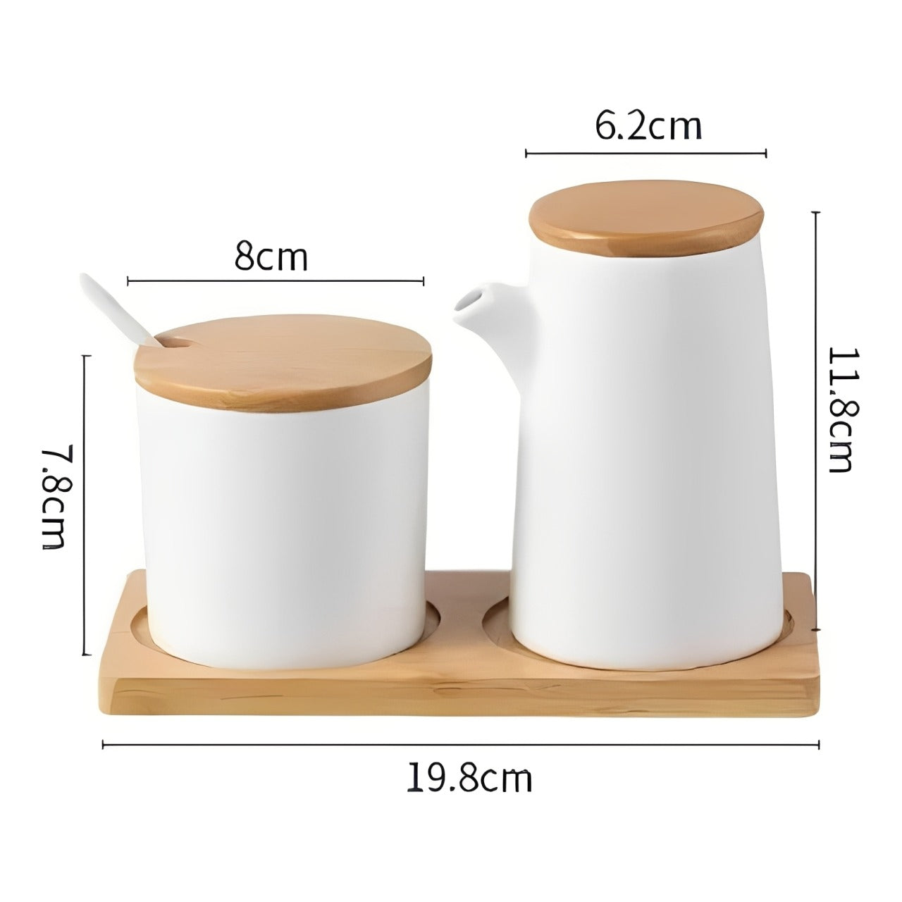 Size Details of Ceramic Seasoning Set with Stand.