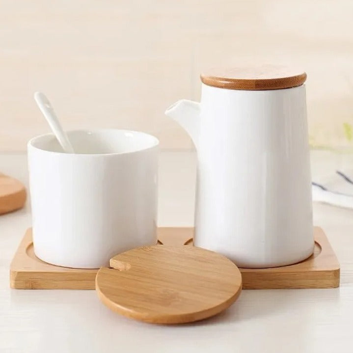 Ceramic Seasoning Set with Stand.