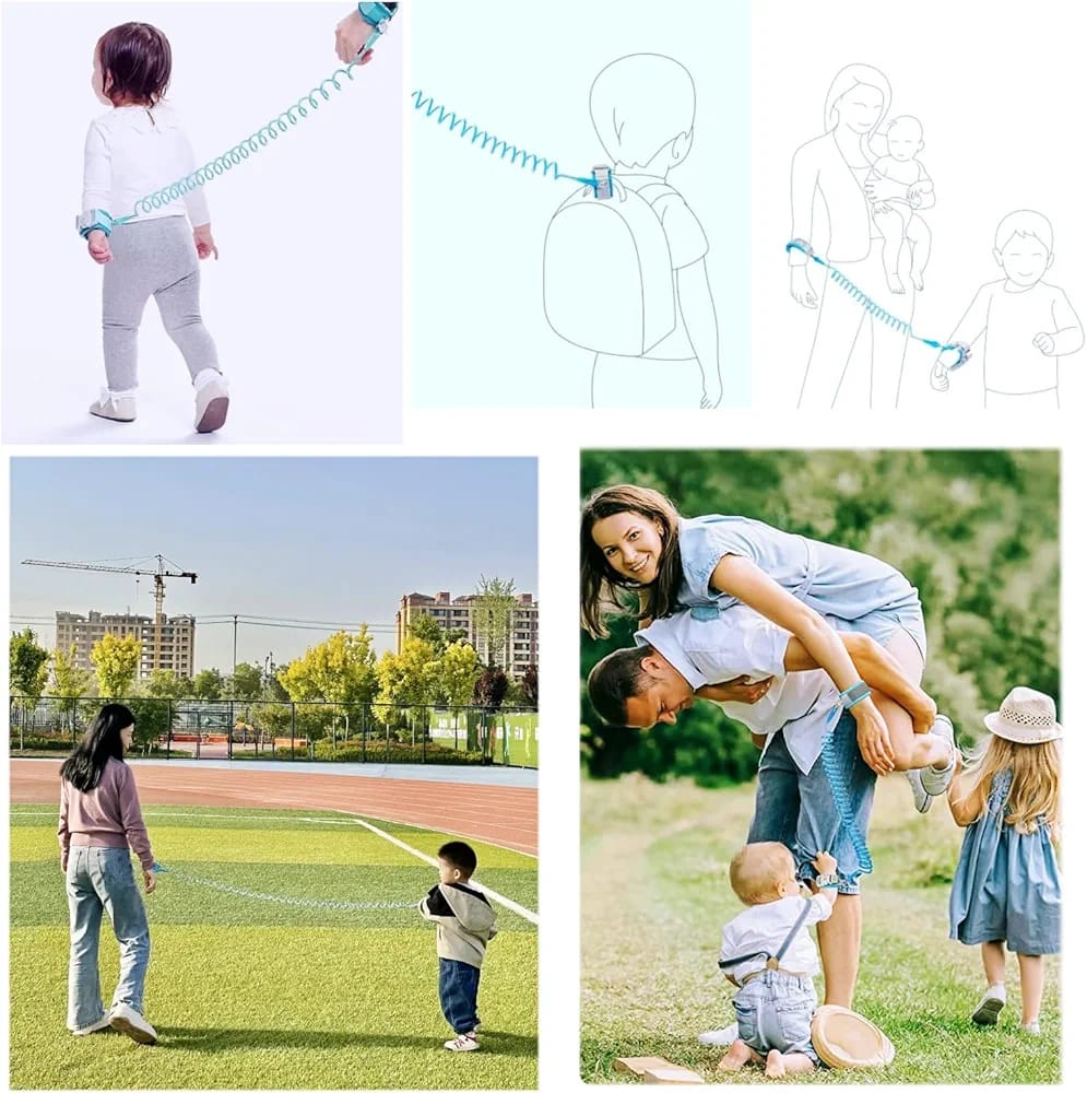 Hands Of Parent and Child Tied Using Child Safety Harness Leash.