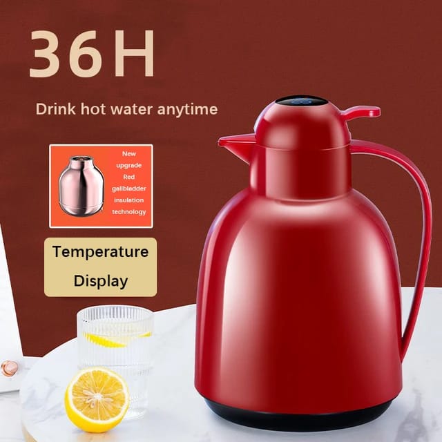 LED Temperature Display Vacuum Insulated Flask in red color