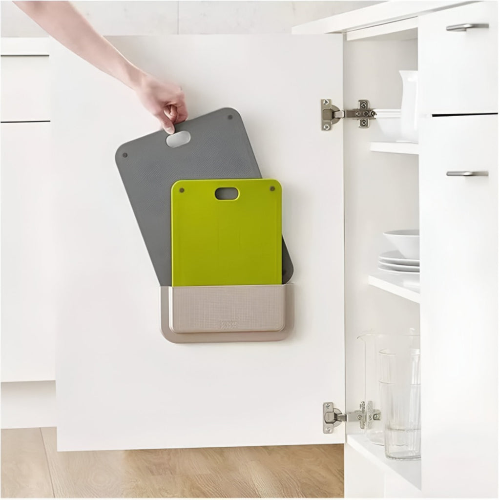 Chopping Board Set, 2 Pcs Cutting Board Set with Wall Mounted Storage Case Chopping Board Set, 2 Pcs Cutting Board Set with Wall Mounted Storage Case