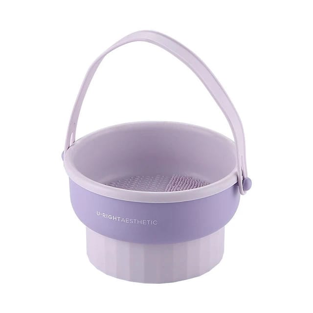 Makeup Brush Cleaning Mat with Brush Drying Holder in purple color