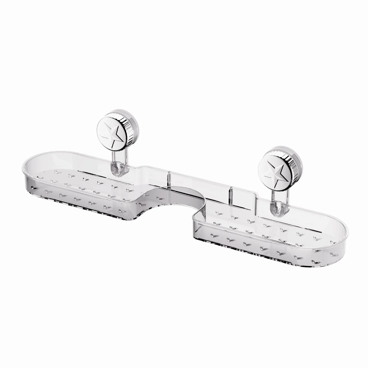 Clear suction bathroom shelf.