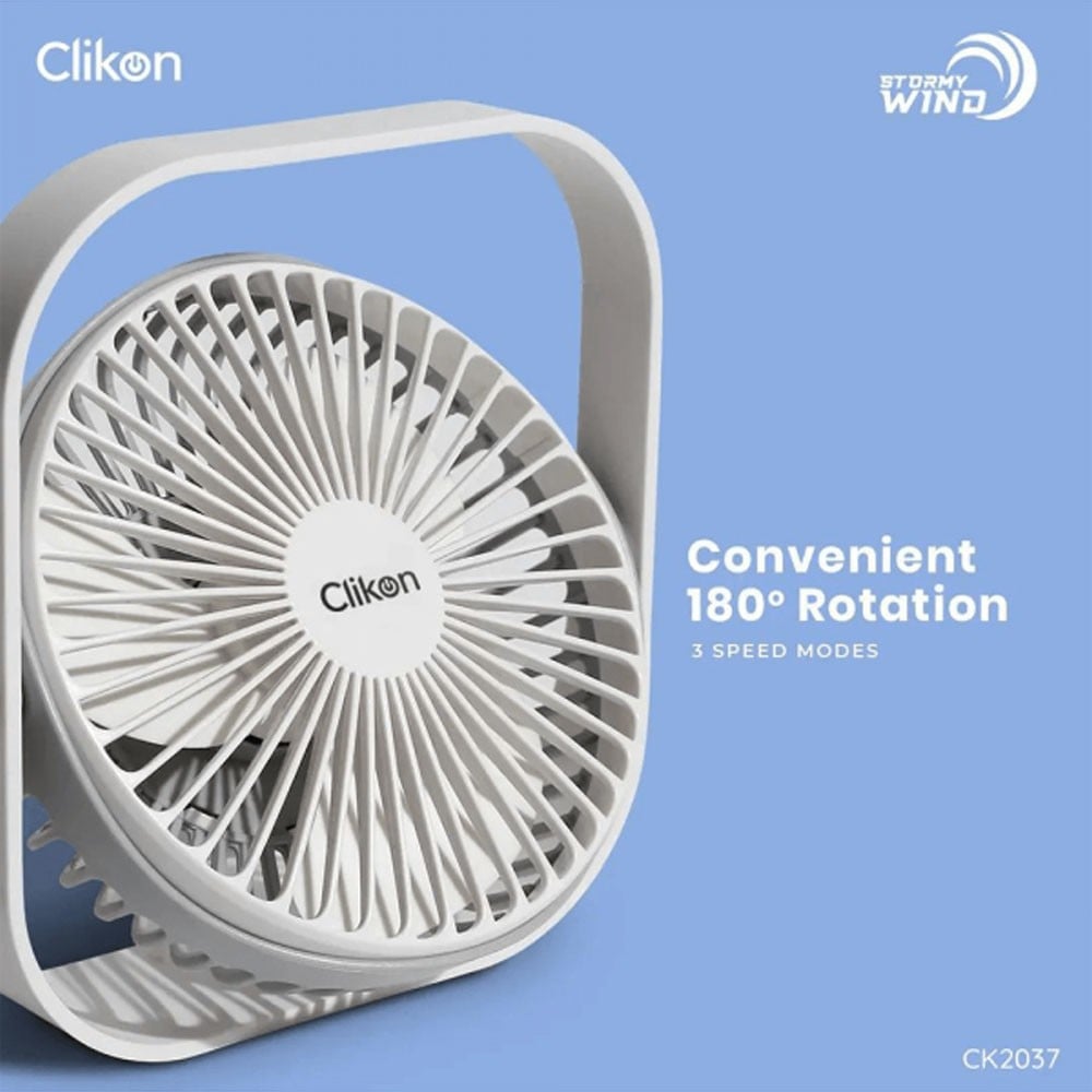 Clikon Stormy Wind 6 Inch Portable Rechargeable Fan.