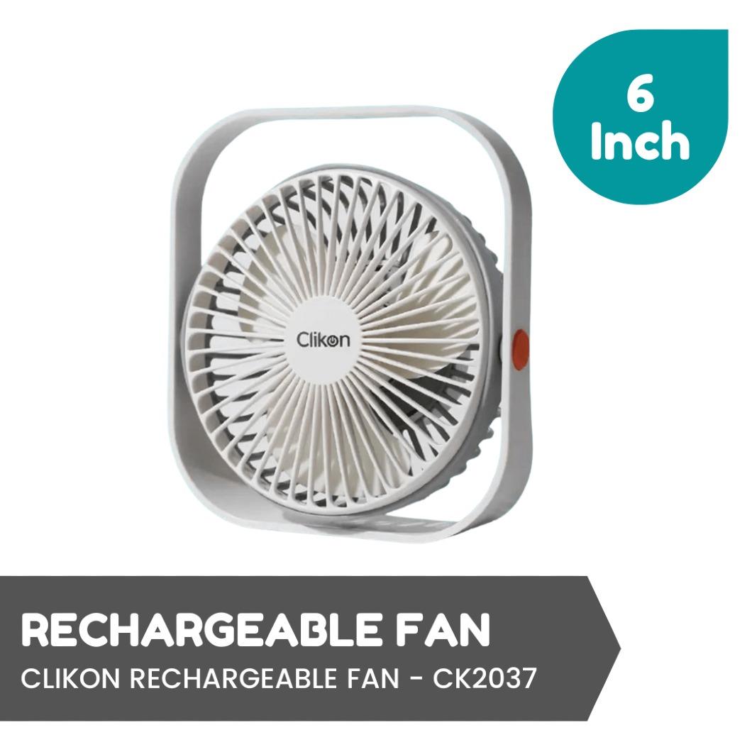 Clikon Stormy Wind 6 Inch Portable Rechargeable Fan.