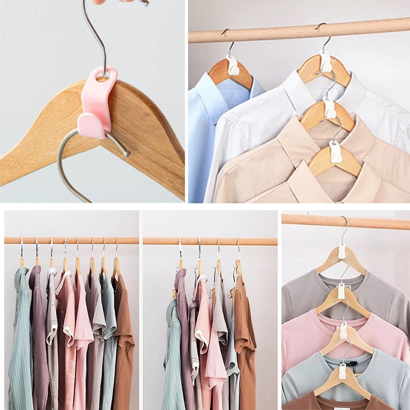 Clothes Hanger Connector Clips securely hold a group of clothes on hangers