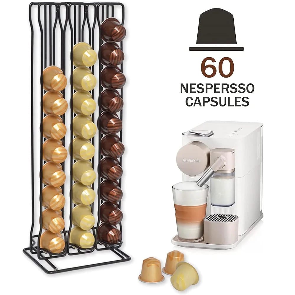 A Coffee Pod Storage Rack Dispenser Is Placed On The Side Of Coffee Maker.