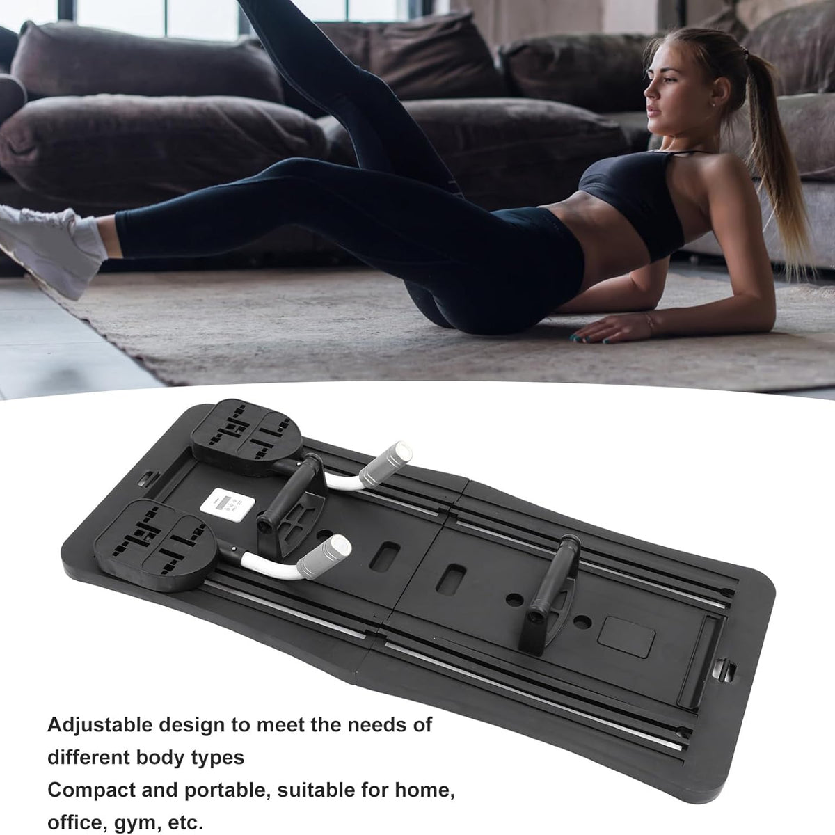 Collage of Home Multiple Training Board with a woman working out.
