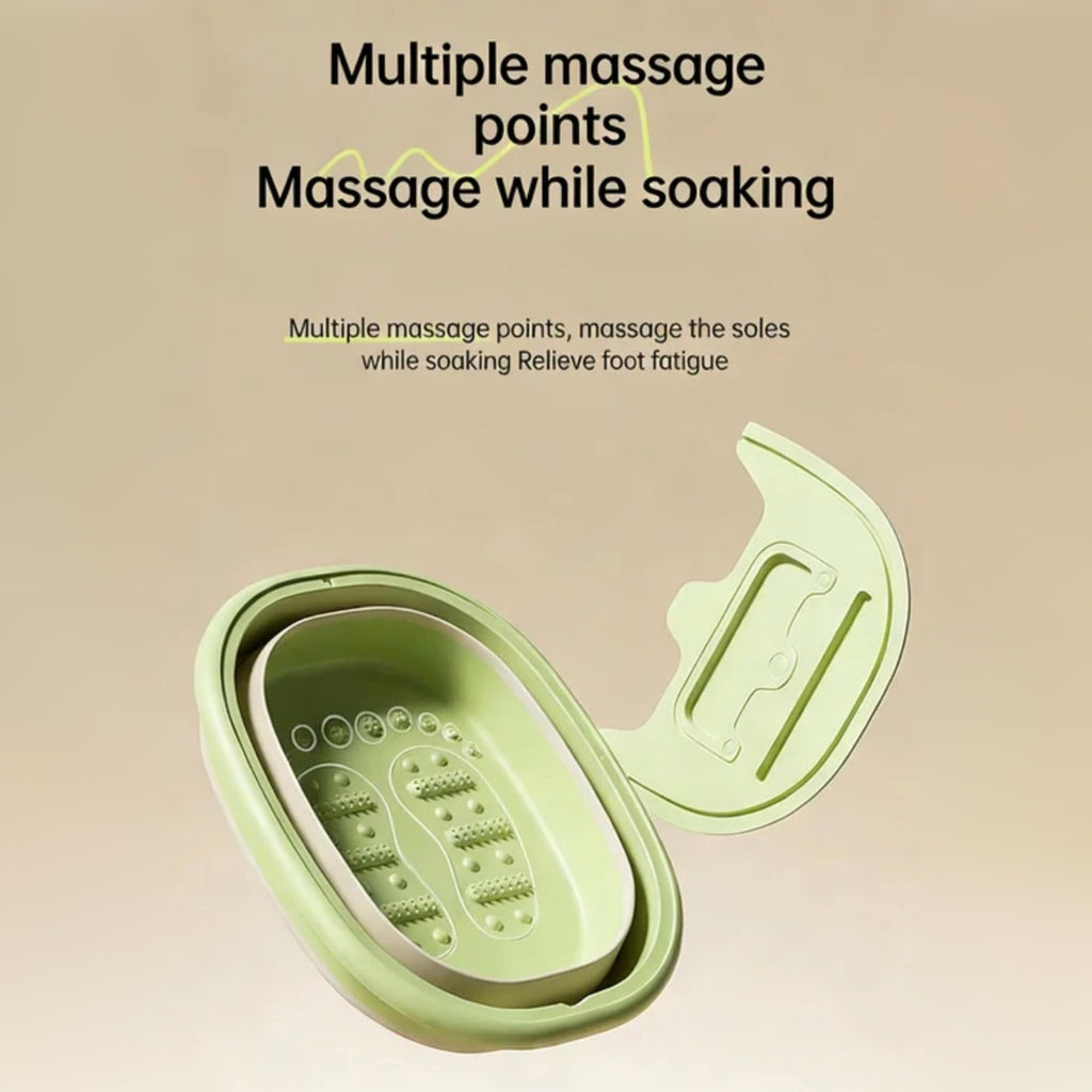 Collapsible Foot Spa Basin with Lid, Portable Foot Soak Tub with Massage Nodes Collapsible Foot Spa Basin with Lid, Portable Foot Soak Tub with Massage Nodes