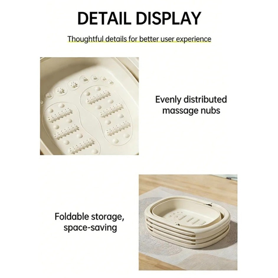 Collapsible Foot Spa Basin with Lid, Portable Foot Soak Tub with Massage Nodes Collapsible Foot Spa Basin with Lid, Portable Foot Soak Tub with Massage Nodes