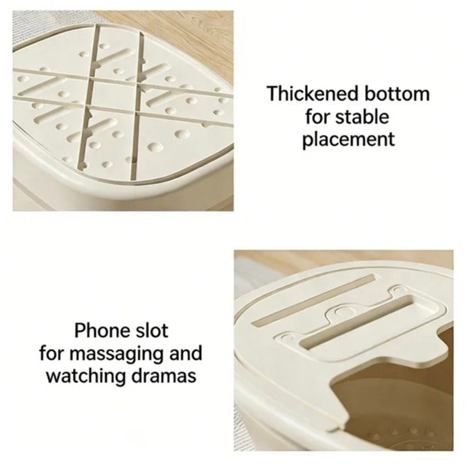 Collapsible Foot Spa Basin with Lid, Portable Foot Soak Tub with Massage Nodes Collapsible Foot Spa Basin with Lid, Portable Foot Soak Tub with Massage Nodes