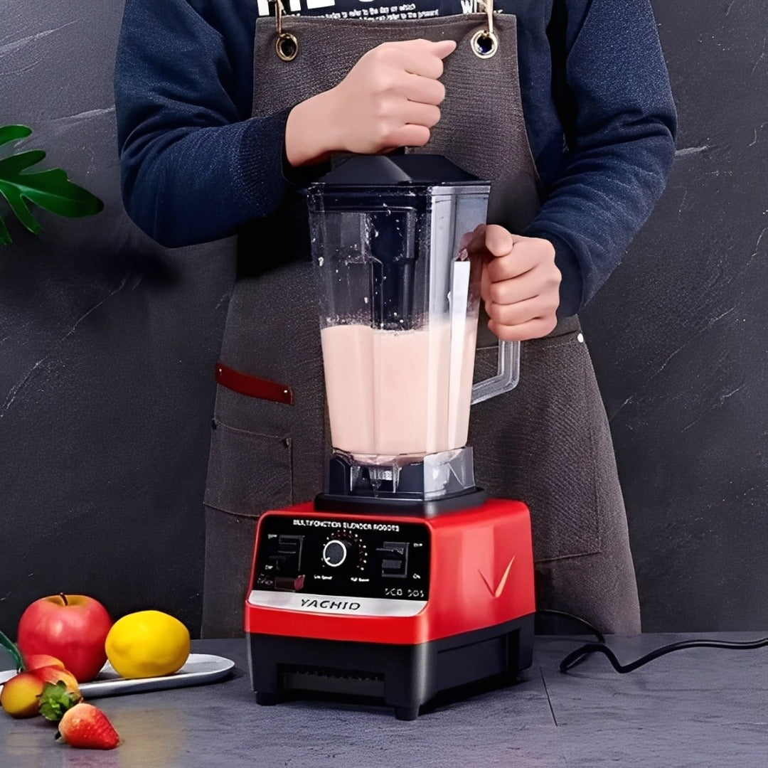 A Woman is Operating Commercial Blender.