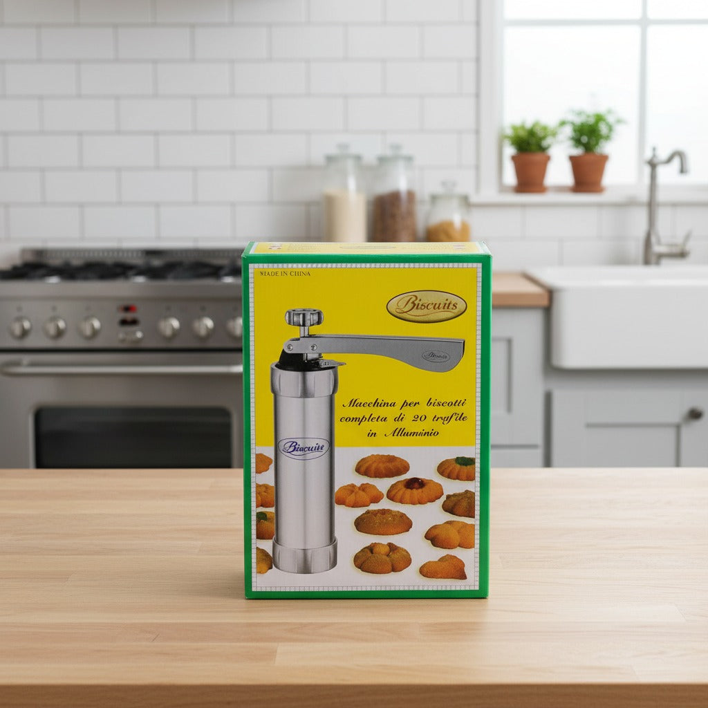A Pack of Cookie Press Set is Placed on a Modern Kitchen Countertop
