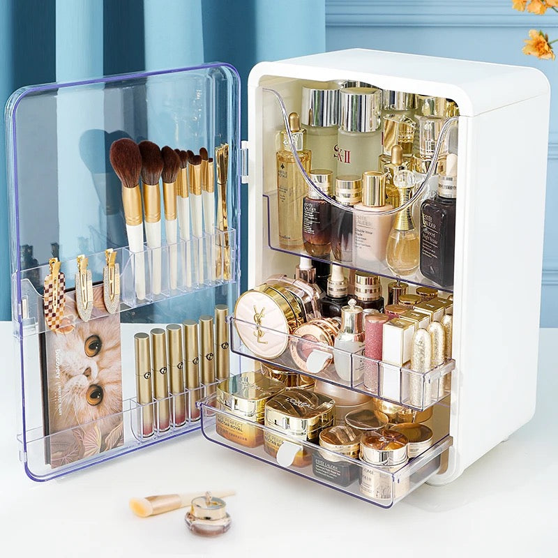 Makeup Storage Box is Organized With Cosmetics and Makeup Items.