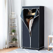  Portable Closet Shelf Storage with Dress Hanging Rack in black color