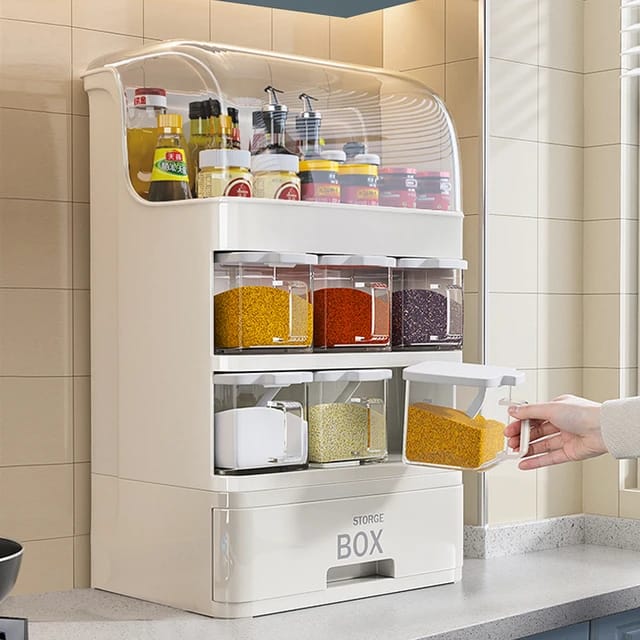 Someone taking something from the Countertop Kitchen Storage Rack