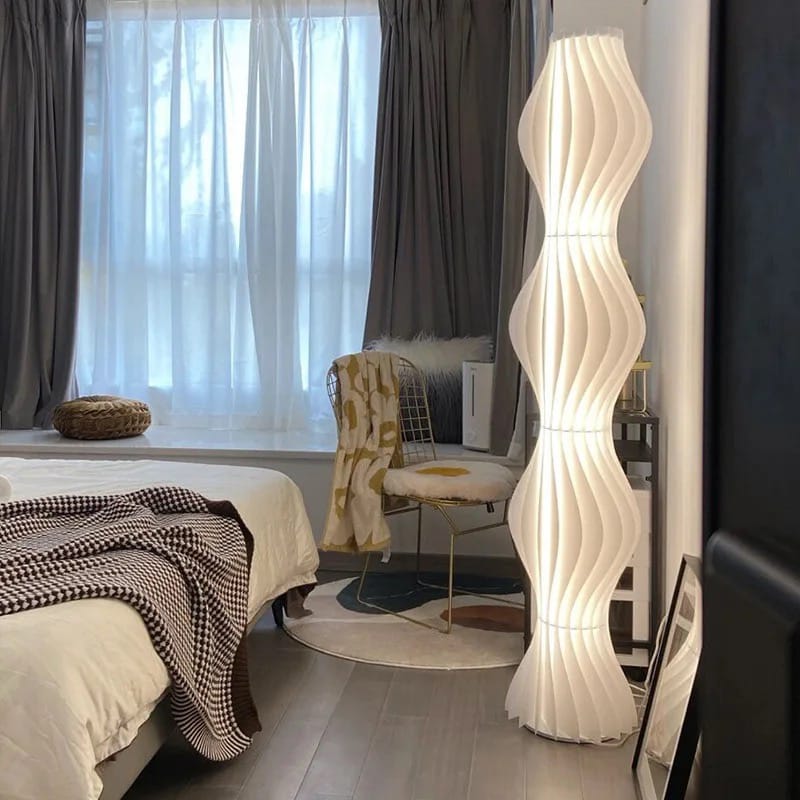 Creative Floor Lamp is Placed On the Corner Of Bedroom.